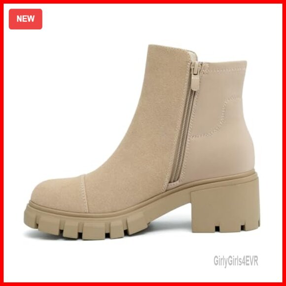 Platform Chelsea Booties with Side Zipper, Chunky Heel, Lug Sole - Picture 2 of 7